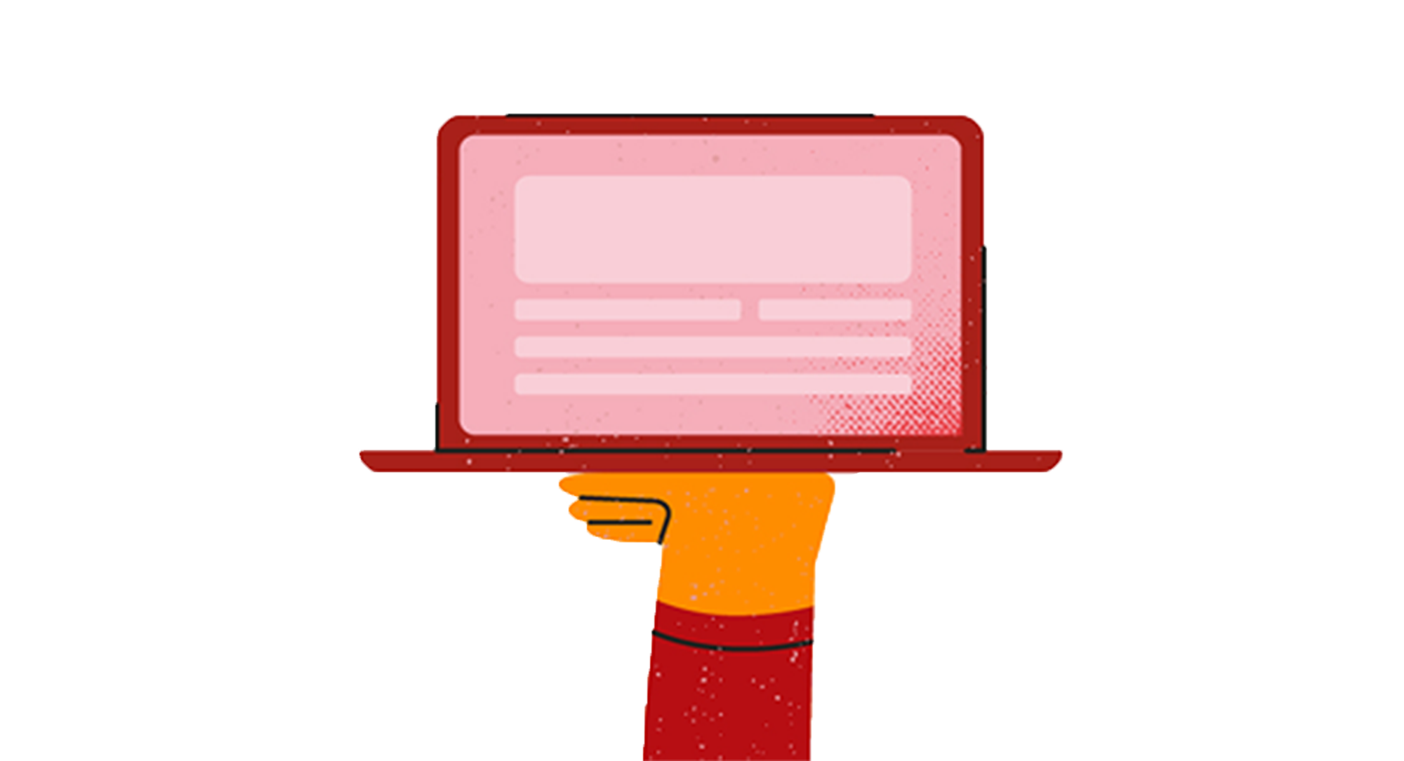 Hand laptop no background